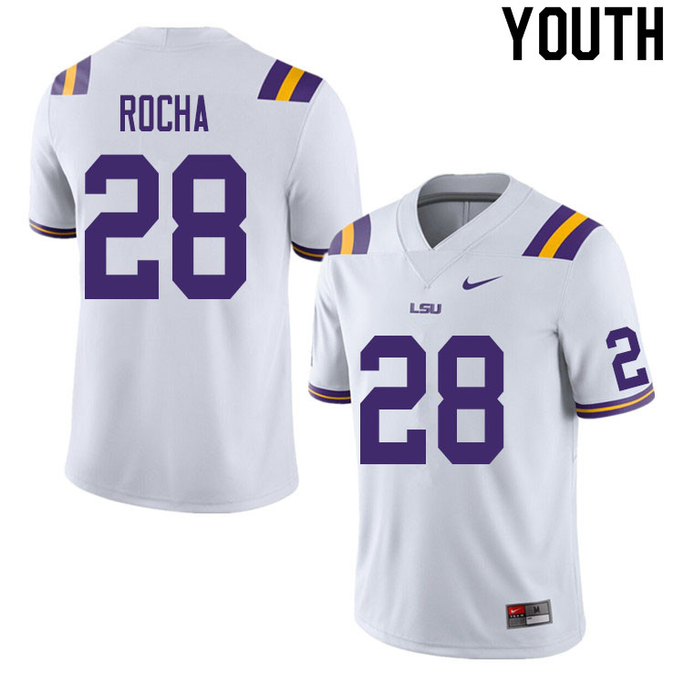 Youth #28 Nick Rocha LSU Tigers College Football Jerseys Sale-White